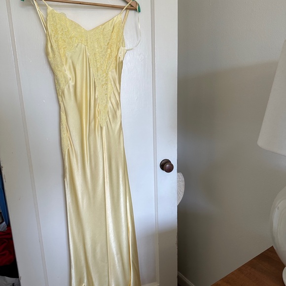 Yellow Silk Slip Dress Bardot - Picture 7 of 11
